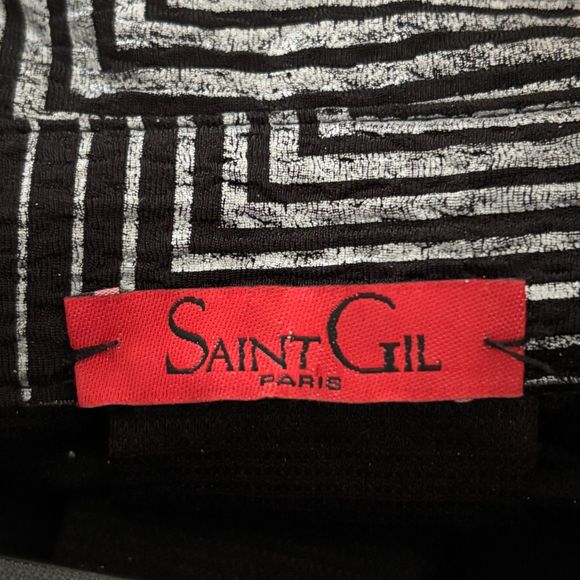 Saint Gil Paris Geometric Cocktail/Evening 3/4 Sleeve Jacket in Black and White - Picture 3 of 7